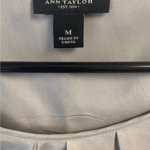 Ann Taylor Ladies Camisole Top Silver Silk. Ruffle On The Collar.Sleeveless Sz M - Picture 6 of 11